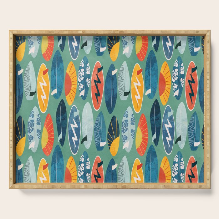Surfboard green  Serving Tray Gallery Image 1