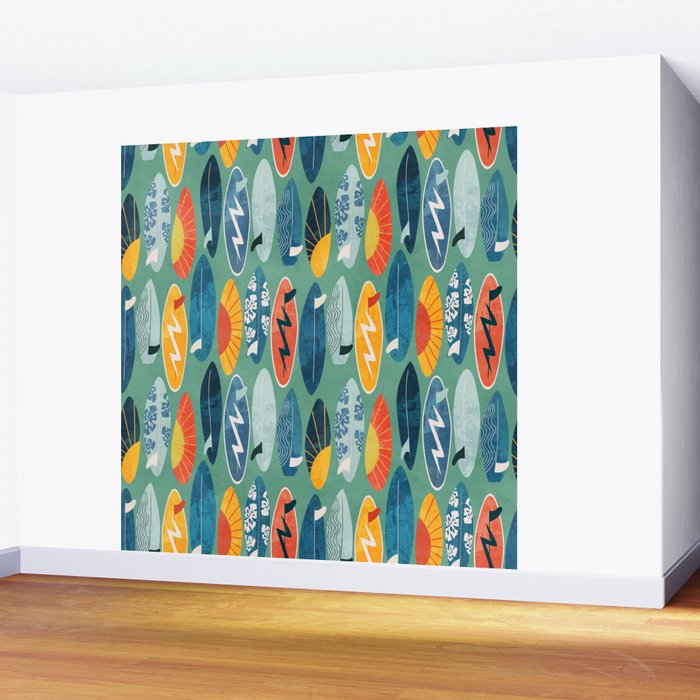 Surfboard green  Wall Mural Gallery Image 2