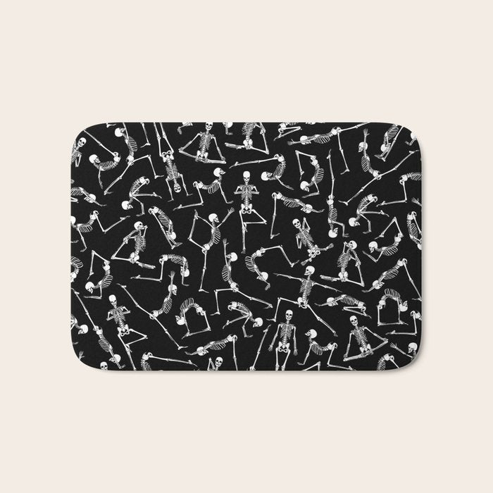 Yoga Skeleton Meditating Yogi Zen Poses Halloween Pattern Bath Mat Gallery Image 1