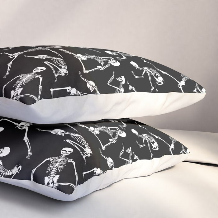 Yoga Skeleton Meditating Yogi Zen Poses Halloween Pattern Pillow Sham Gallery Image 3