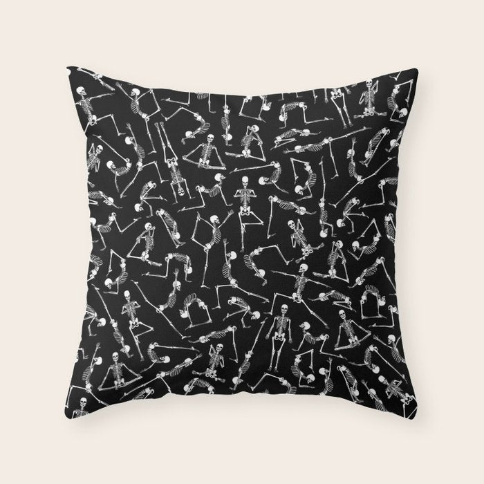 Yoga Skeleton Meditating Yogi Zen Poses Halloween Pattern Throw Pillow Gallery Image 6