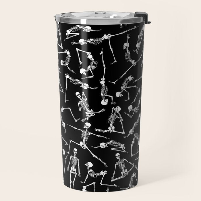 Yoga Skeleton Meditating Yogi Zen Poses Halloween Pattern Travel Mug Gallery Image 2
