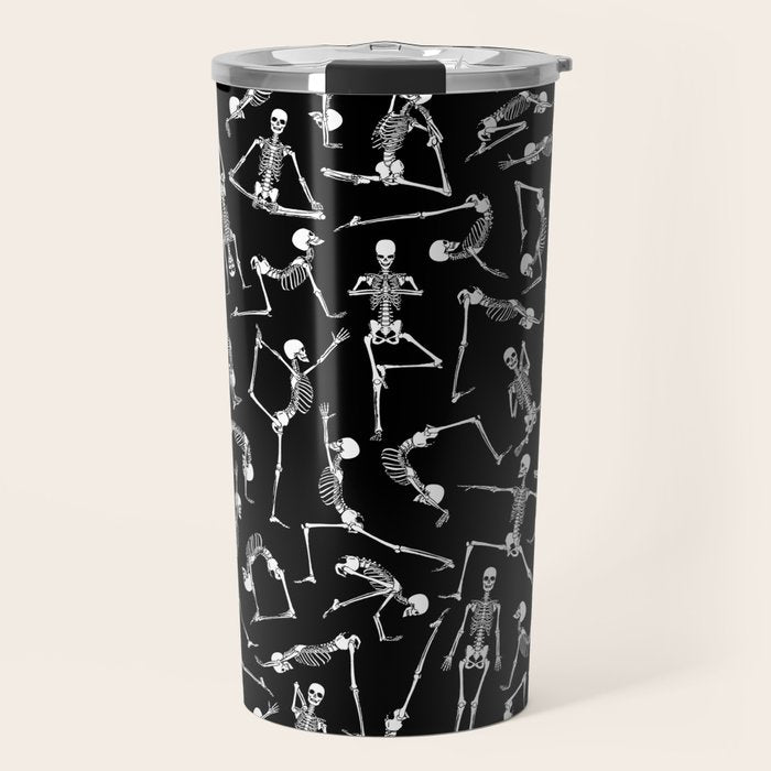 Yoga Skeleton Meditating Yogi Zen Poses Halloween Pattern Travel Mug Gallery Image 1