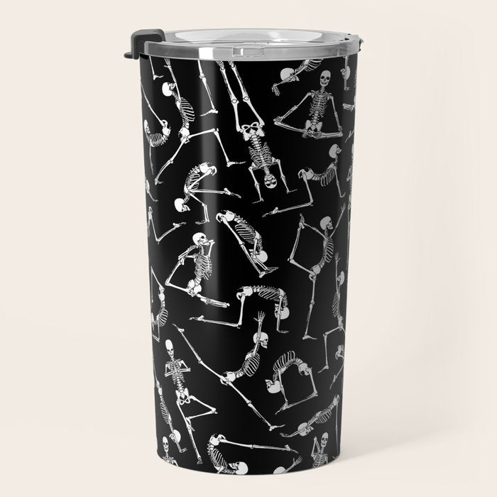 Yoga Skeleton Meditating Yogi Zen Poses Halloween Pattern Travel Mug Gallery Image 3