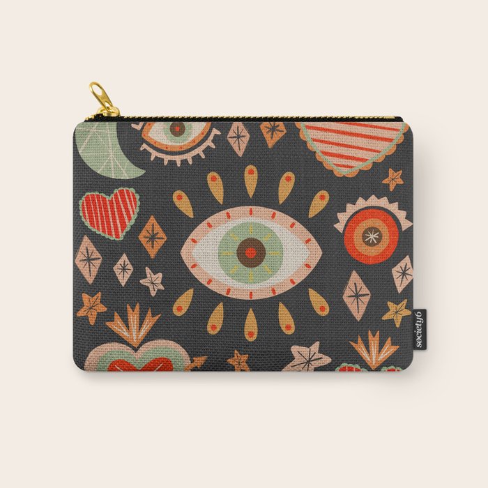 Sacred heart symbols & stars | Fall colors Carry All Pouch Gallery Image 1