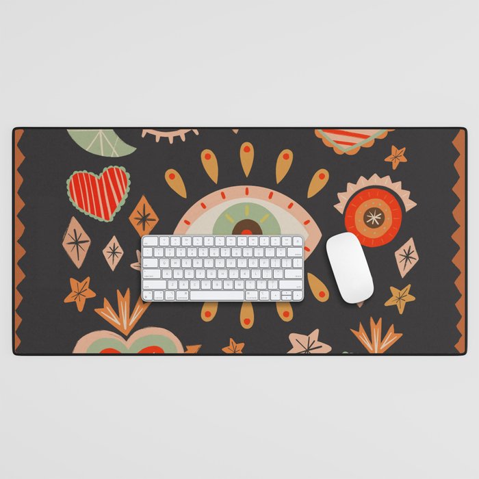 Sacred heart symbols & stars | Fall colors Desk Mat Gallery Image 1