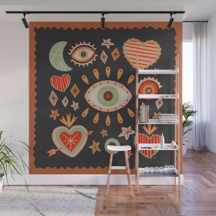 Sacred heart symbols & stars | Fall colors Wall Mural Gallery Image 1