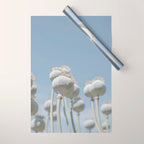 Nostalgic midtones poppy bulbs in a blue sky - retro style nature photography Wrapping Paper Gallery Image 1