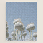 Nostalgic midtones poppy bulbs in a blue sky - retro style nature photography Jigsaw Puzzle Gallery Image 1