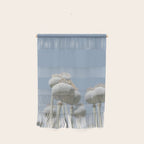 Nostalgic midtones poppy bulbs in a blue sky - retro style nature photography Wall Hanging Gallery Image 1