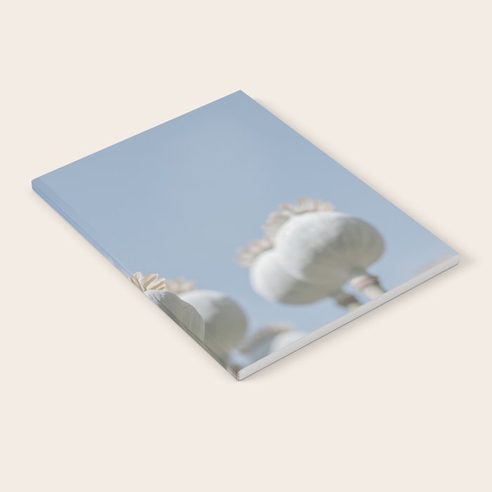 Nostalgic midtones poppy bulbs in a blue sky - retro style nature photography Notebook Gallery Image 2