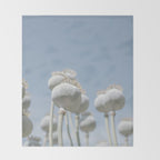 Nostalgic midtones poppy bulbs in a blue sky - retro style nature photography Throw Blanket Gallery Image 2