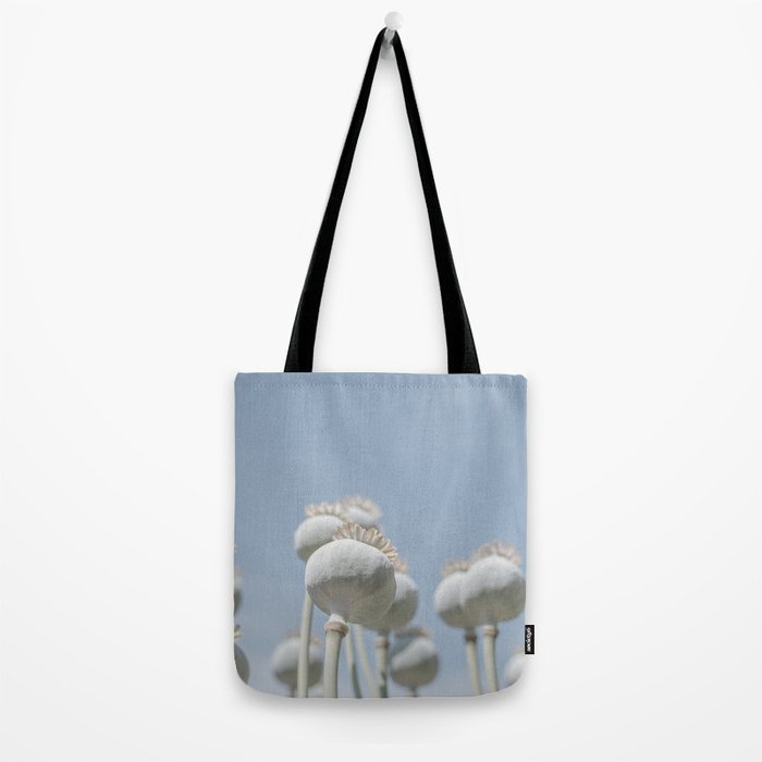 Nostalgic midtones poppy bulbs in a blue sky - retro style nature photography Tote Bag Gallery Image 2