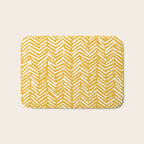 Boho Abstract Herringbone Pattern, Summer Yellow Bath Mat Gallery Image 1