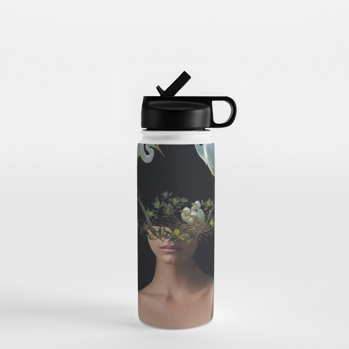 Lady with Birds 3 Water Bottle Gallery Image 1