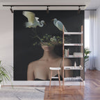 Lady with Birds 3 Wall Mural Gallery Image 1