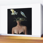 Lady with Birds 3 Wall Mural Gallery Image 2