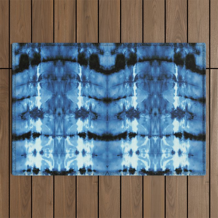 Indigo Satin Shibori Outdoor Rug Gallery Image 1