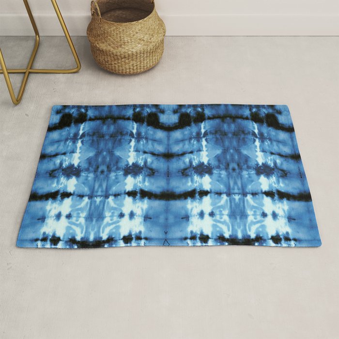 Indigo Satin Shibori Rug Gallery Image 1