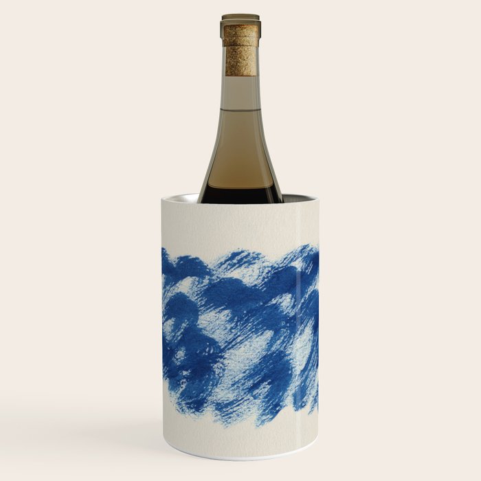 Ink Wave Blue Ocean Abstract Wine Chiller Gallery Image 1