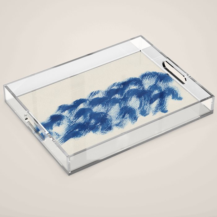 Ink Wave Blue Ocean Abstract Acrylic Tray Gallery Image 1