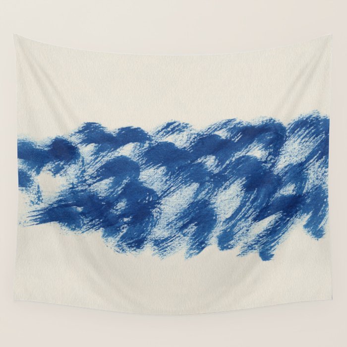 Ink Wave Blue Ocean Abstract Wall Tapestry Gallery Image 1