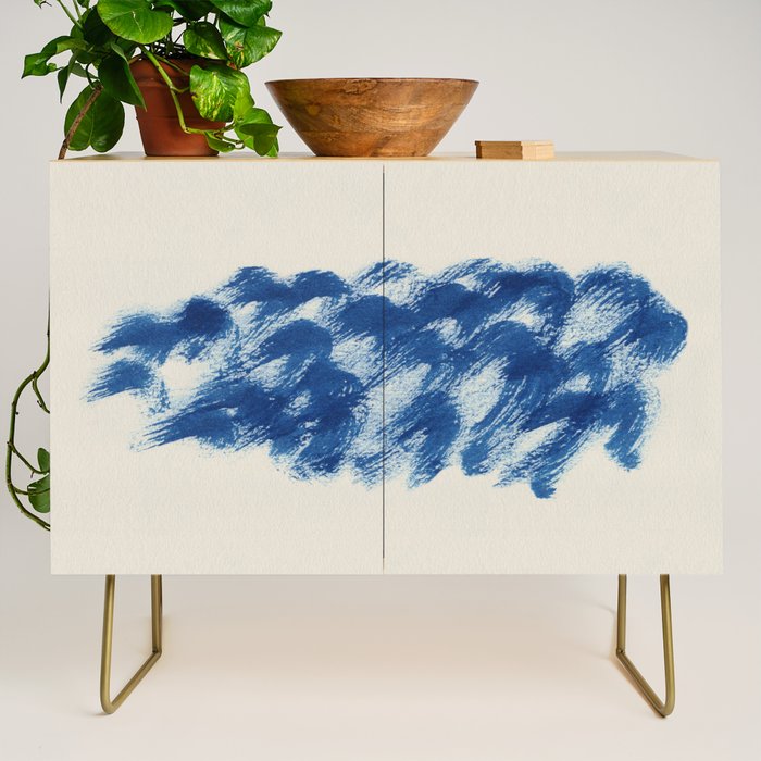 Ink Wave Blue Ocean Abstract Credenza Gallery Image 1