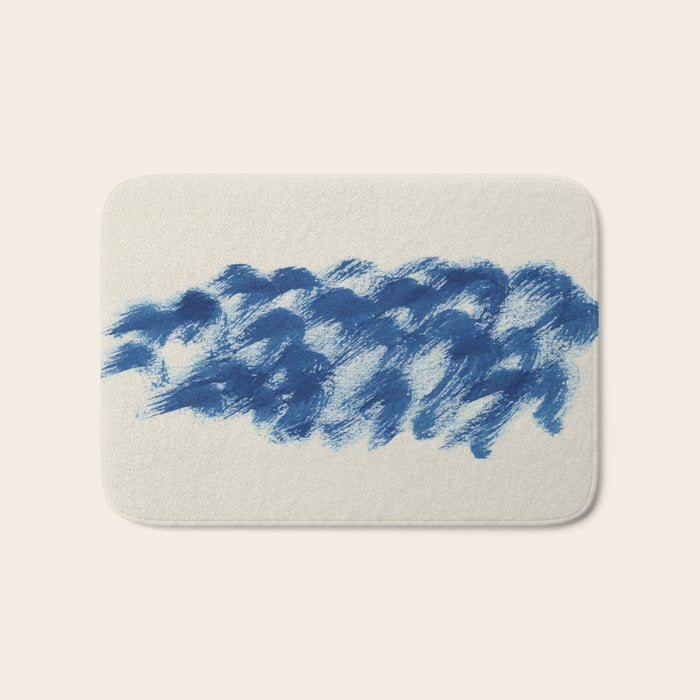 Ink Wave Blue Ocean Abstract Bath Mat Gallery Image 1