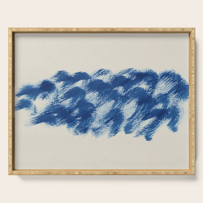Ink Wave Blue Ocean Abstract Serving Tray Gallery Image 1