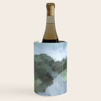 Trail at Dusk - Seafoam Skies Forest Green Navy Indigo River Abstract Nature Painting Art Print Wine Chiller Gallery Image 1
