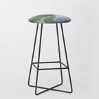 Trail at Dusk - Seafoam Skies Forest Green Navy Indigo River Abstract Nature Painting Art Print Stool Gallery Image 1