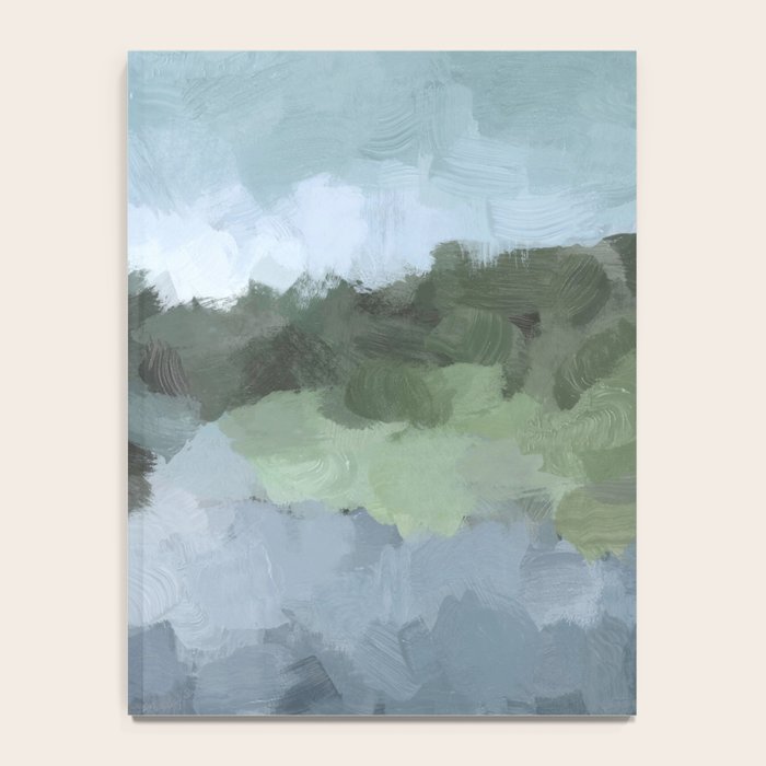 Trail at Dusk - Seafoam Skies Forest Green Navy Indigo River Abstract Nature Painting Art Print Notebook Gallery Image 4