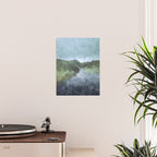 Trail at Dusk - Seafoam Skies Forest Green Navy Indigo River Abstract Nature Painting Art Print Poster Gallery Image 2