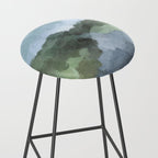 Trail at Dusk - Seafoam Skies Forest Green Navy Indigo River Abstract Nature Painting Art Print Stool Gallery Image 2