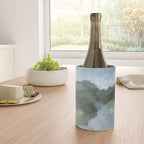 Trail at Dusk - Seafoam Skies Forest Green Navy Indigo River Abstract Nature Painting Art Print Wine Chiller Gallery Image 4
