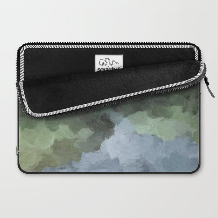 Trail at Dusk - Seafoam Skies Forest Green Navy Indigo River Abstract Nature Painting Art Print Laptop Sleeve Gallery Image 2