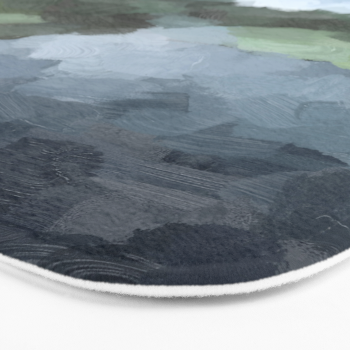 Trail at Dusk - Seafoam Skies Forest Green Navy Indigo River Abstract Nature Painting Art Print Bath Mat Gallery Image 3