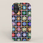 Checkered Flowers in Black  iPhone Case Gallery Image 1