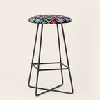 Checkered Flowers in Black  Stool Gallery Image 1