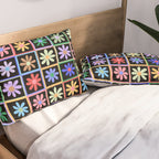 Checkered Flowers in Black  Pillow Sham Gallery Image 2