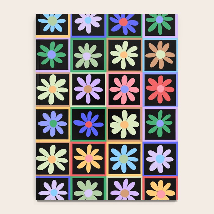 Checkered Flowers in Black  Notebook Gallery Image 4
