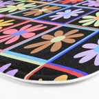 Checkered Flowers in Black  Bath Mat Gallery Image 3