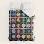 Checkered Flowers in Black  Comforter Gallery Image 6