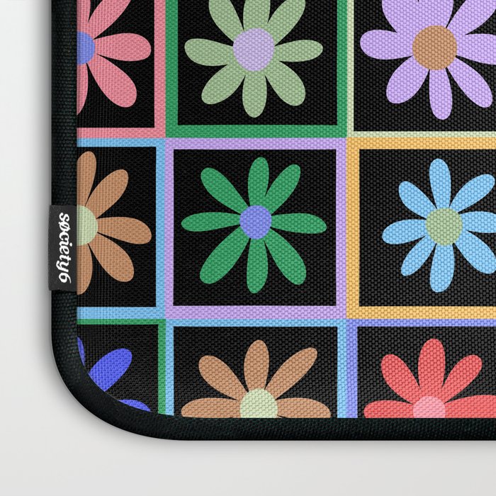 Checkered Flowers in Black  Laptop Sleeve Gallery Image 3