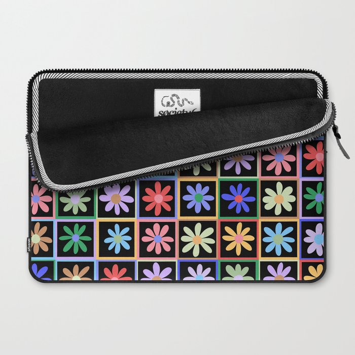 Checkered Flowers in Black  Laptop Sleeve Gallery Image 2