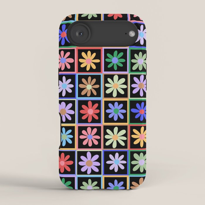 Checkered Flowers in Black  iPhone Case Gallery Image 2