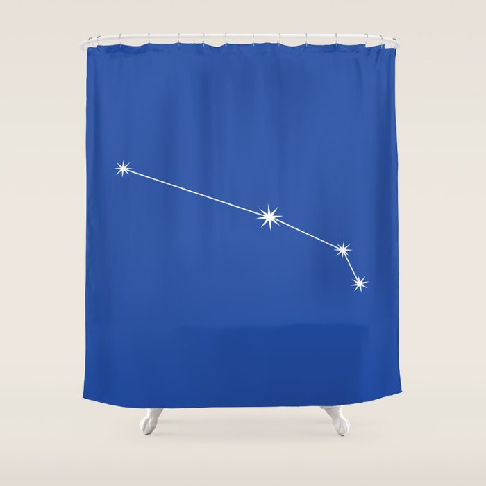 Aries Zodiac Star Constellation Line Art Vibrant Blue Shower Curtain Gallery Image 1