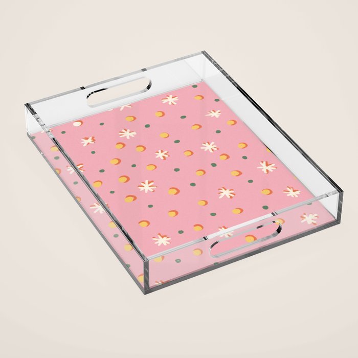 Pink dots and stars Acrylic Tray Gallery Image 1