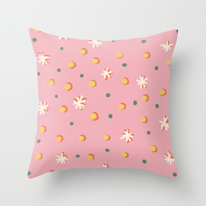 Pink dots and stars Throw Pillow Gallery Image 6