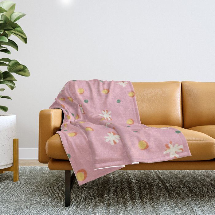 Pink dots and stars Throw Blanket Gallery Image 1
